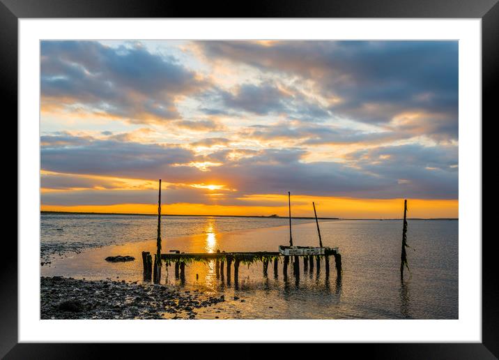 Oyster farm sunset on the Swale Framed Mounted Print by Robin Lee