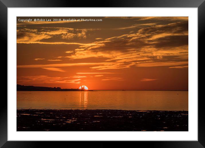 Reculver Towers silhoutted by the setting sun Framed Mounted Print by Robin Lee