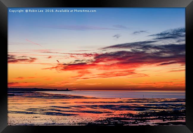 Sunset Minnis Bay in Kent  Framed Print by Robin Lee