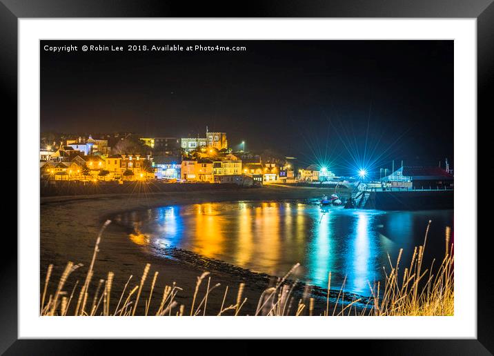 Broadstairs Viking Bay at night Framed Mounted Print by Robin Lee