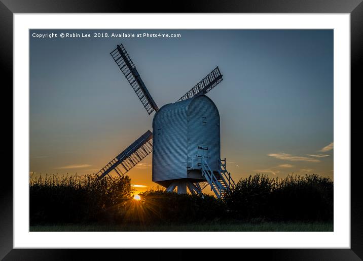 Chillenden Windmill Sunset  Framed Mounted Print by Robin Lee