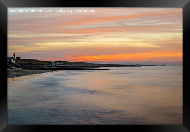 Beach sunset at Minnis Bay Kent Framed Print by Robin Lee