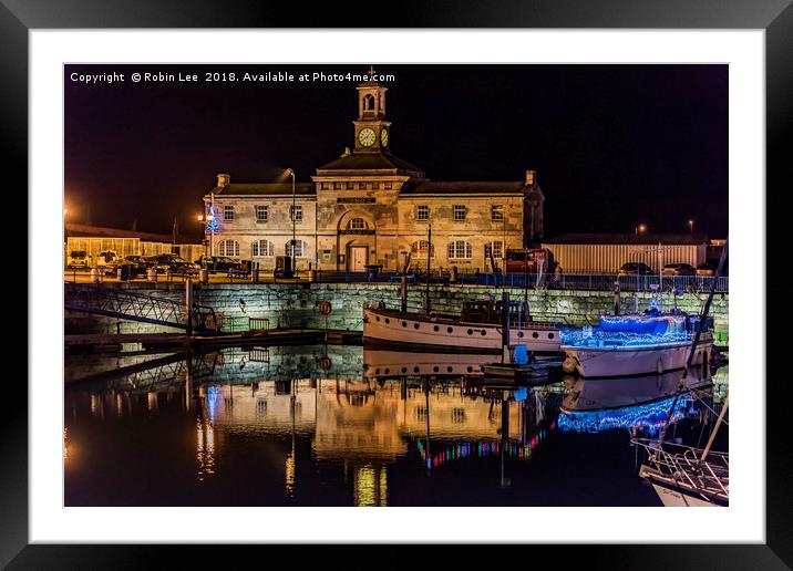 The Clock House Ramsgate Harbour at night  Framed Mounted Print by Robin Lee