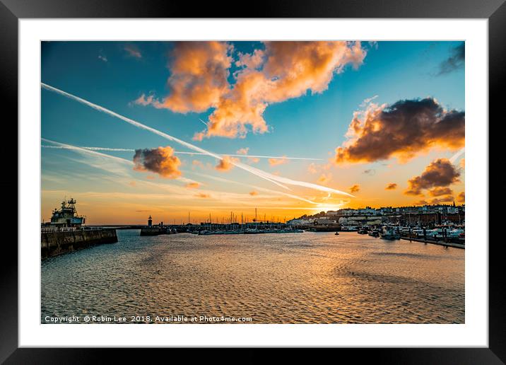 Ramsgate Royal Harbour and Marina sunset Framed Mounted Print by Robin Lee