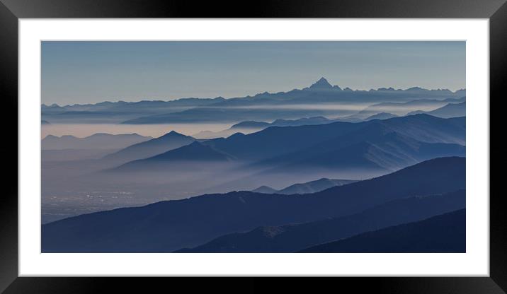 Blue layers Framed Mounted Print by Paolo Seimandi