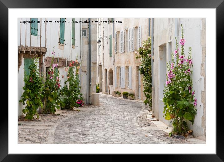 authentic cobblestone street, Saint Martin de Re Framed Mounted Print by Florent Lacroute