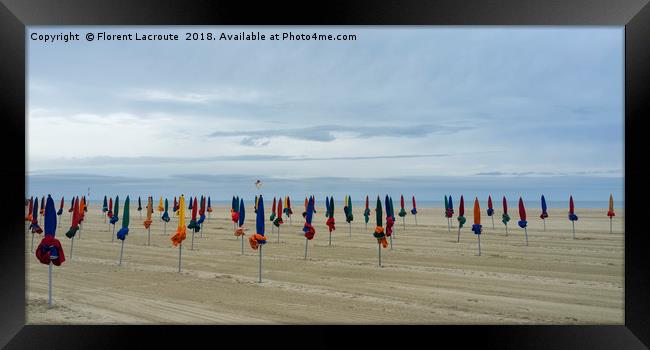 Deauville beach on a cloudy morning, Normandy Framed Print by Florent Lacroute
