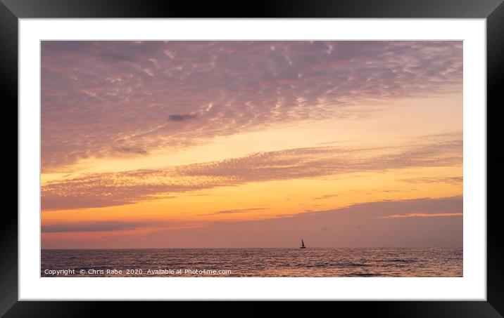 Sail boat on the horizon Framed Mounted Print by Chris Rabe