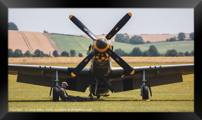 Mustang parked at Duxford air show Framed Print by Chris Rabe