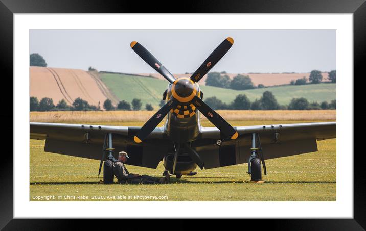 Mustang parked at Duxford air show Framed Mounted Print by Chris Rabe