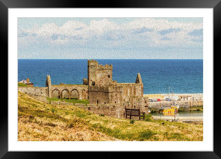 Peel Castle, Isle of Man with Oil Painting FIlter Framed Mounted Print by Paul Smith