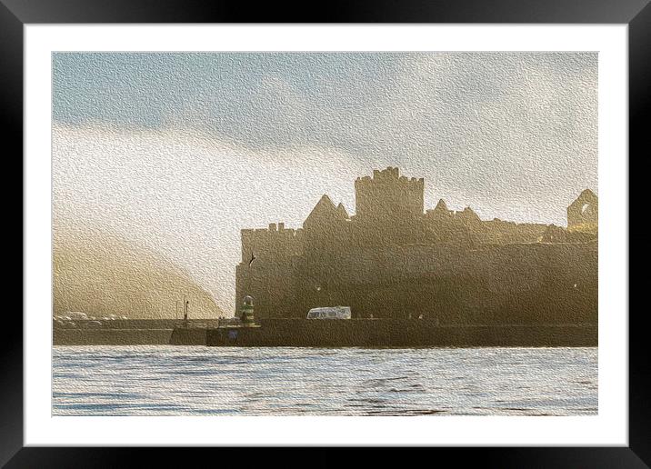 Peel Castle, Isle of Man with Oil Painting Filter Framed Mounted Print by Paul Smith