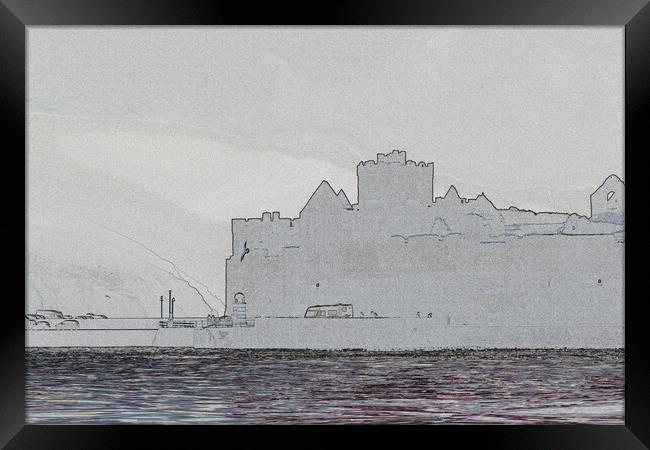 Peel Castle, Isle of Man with Find Edges Filter Framed Print by Paul Smith