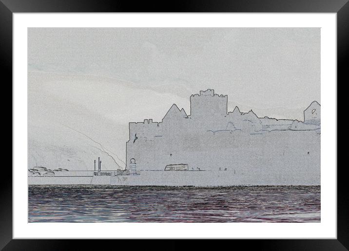 Peel Castle, Isle of Man with Find Edges Filter Framed Mounted Print by Paul Smith