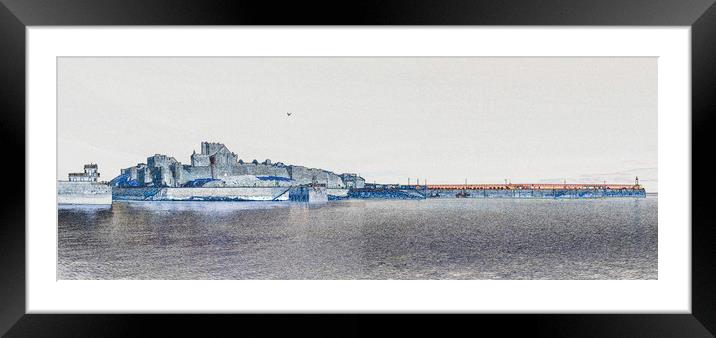 Peel Castle, Isle of Man with Find Edges Filter Framed Mounted Print by Paul Smith