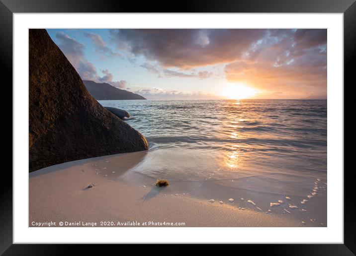 Sunset in paradise, Seychelles Framed Mounted Print by Daniel Lange