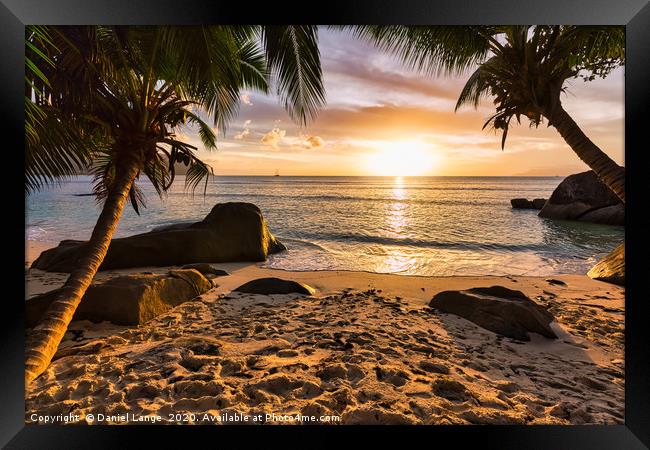 Sunset in paradise, Seychelles Framed Print by Daniel Lange