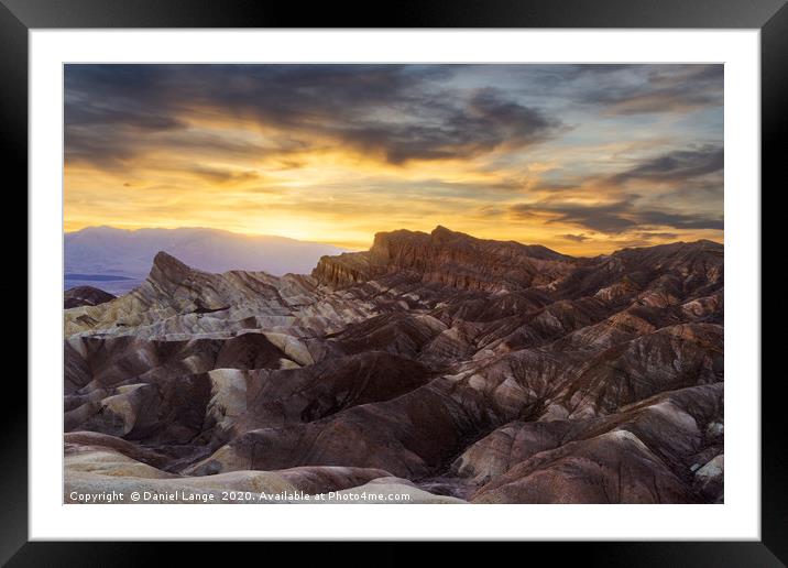 Zabriskie Point in the Death Valley at sunset Framed Mounted Print by Daniel Lange