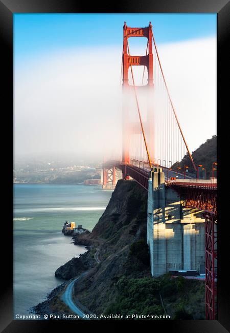 Golden Gate Bridge & Low Cloud Framed Print by Paul Sutton