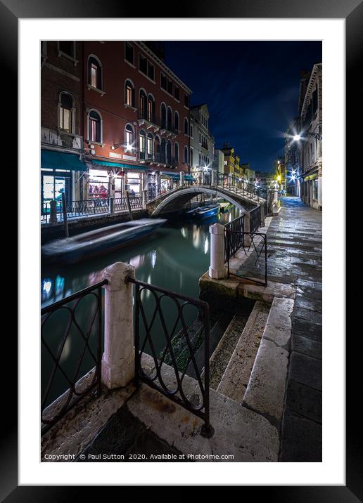 Venice by Night Framed Mounted Print by Paul Sutton