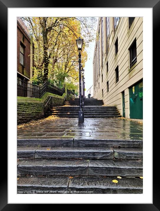 Steps on a rainy day Framed Mounted Print by Steve WP