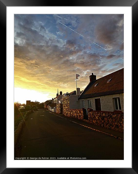 The haunted Guernsey  granite cottage at dusk Framed Mounted Print by George de Putron