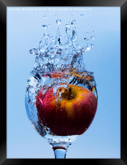 Splash Apple Framed Print by George de Putron