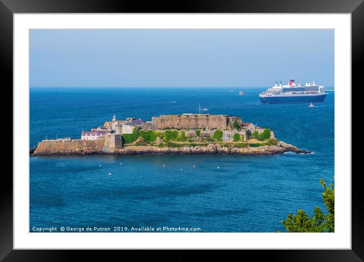 Castle Cornet and the Queen Mary 2 Framed Mounted Print by George de Putron