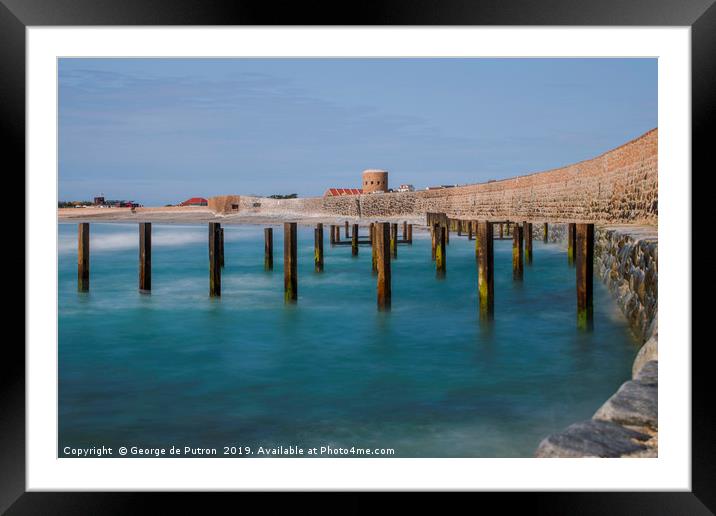 Wooden Groyne's at Vazon Bay Framed Mounted Print by George de Putron