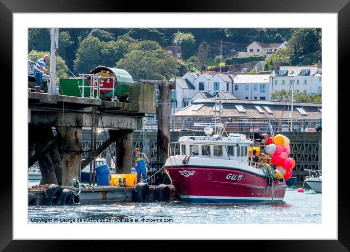 Fishing Boat in Guernsey Harbour. Framed Mounted Print by George de Putron