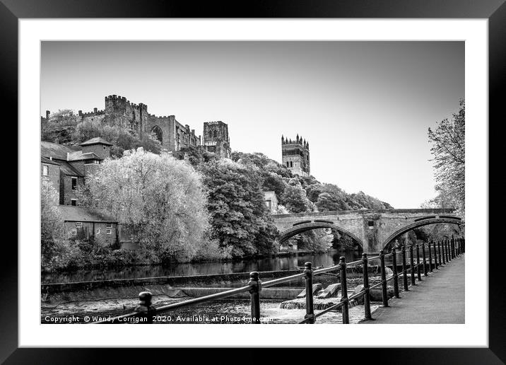 Riverside View in Monochrome Framed Mounted Print by Wendy Corrigan