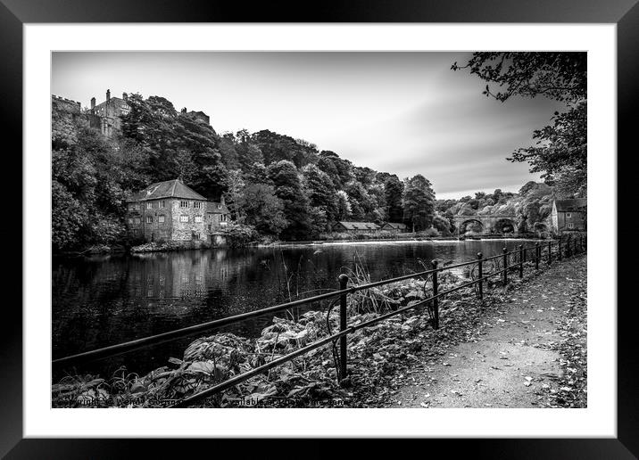 Durham Riverside in Monochrome Framed Mounted Print by Wendy Corrigan