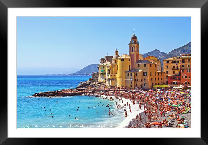 Camogli, the old church and the free beach Framed Mounted Print by Luisa Vallon Fumi