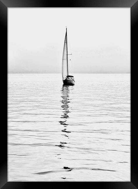sailboat on calm waters Framed Print by Luisa Vallon Fumi