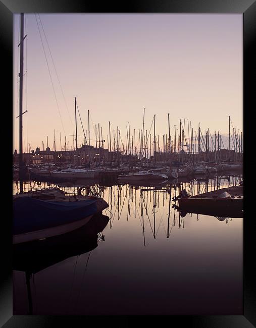 Twilight on the harbour with calm waters and boats Framed Print by Luisa Vallon Fumi