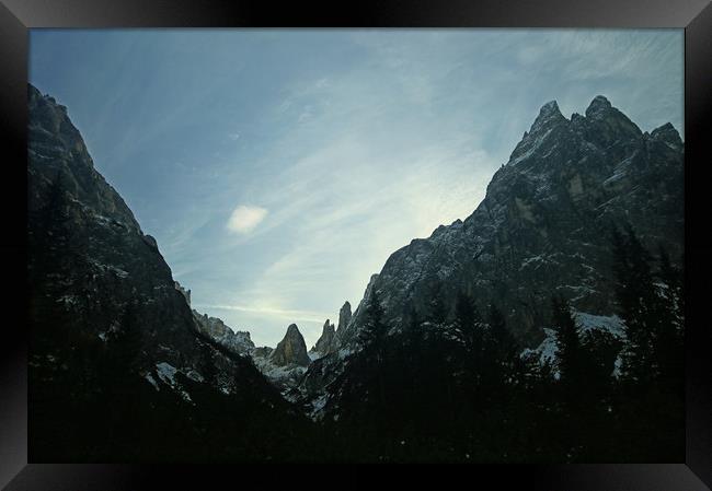 Dolomites, mountains in back light Framed Print by Luisa Vallon Fumi