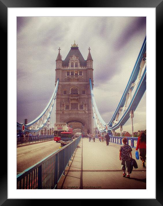 London, traffic on Tower bridge  Framed Mounted Print by Luisa Vallon Fumi