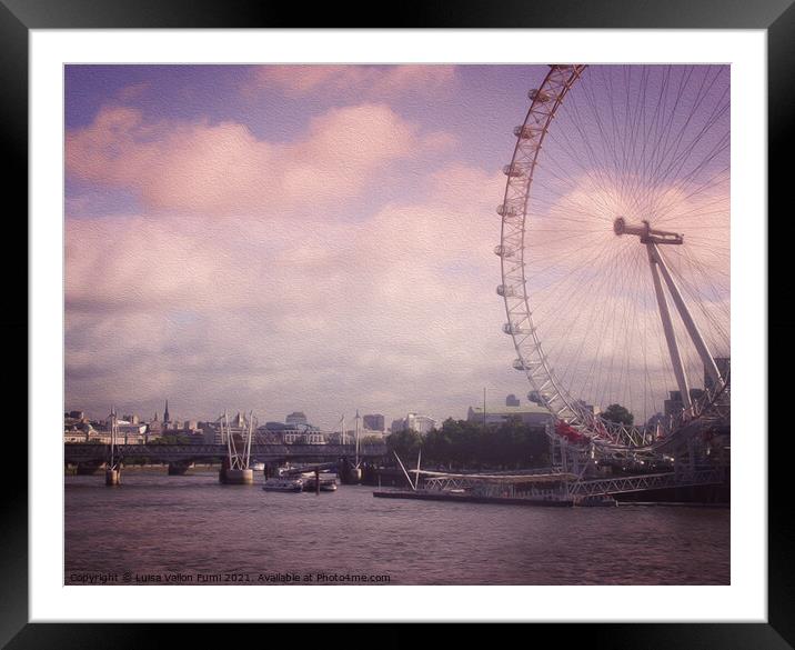 The London Eye at sunset Framed Mounted Print by Luisa Vallon Fumi
