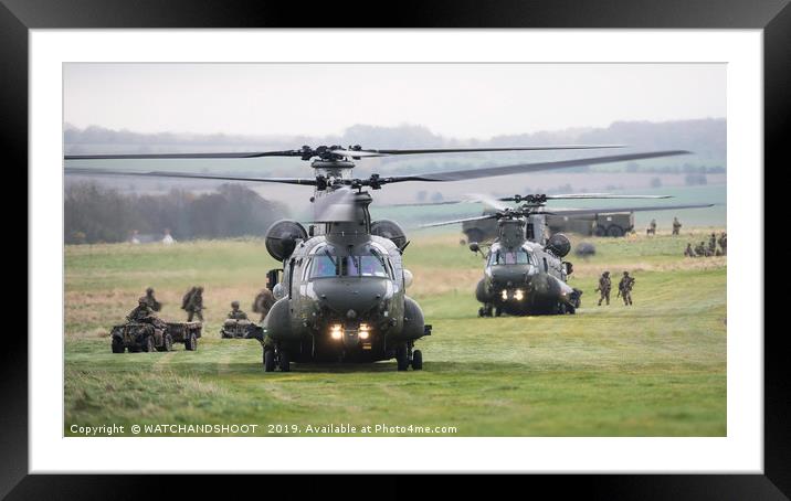 Chinook deployment Framed Mounted Print by WATCHANDSHOOT 