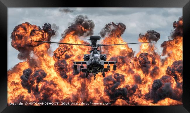 Apache fireball explosion Framed Print by WATCHANDSHOOT 