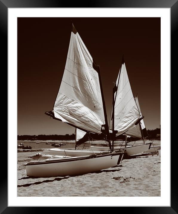 Boats parked on the beach Framed Mounted Print by youri Mahieu