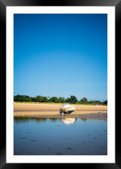 boat laying on the beach Framed Mounted Print by youri Mahieu