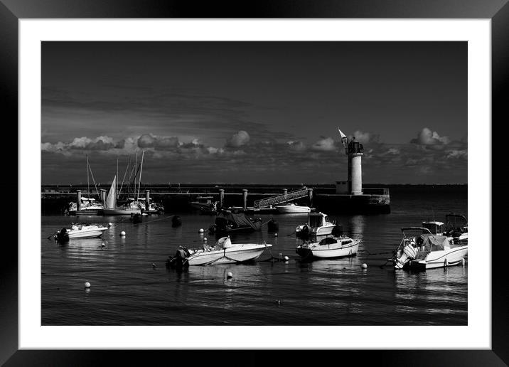 View on Phare de la Flotte in black and White Framed Mounted Print by youri Mahieu