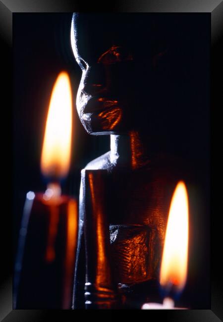 closeup of an african statue Framed Print by youri Mahieu