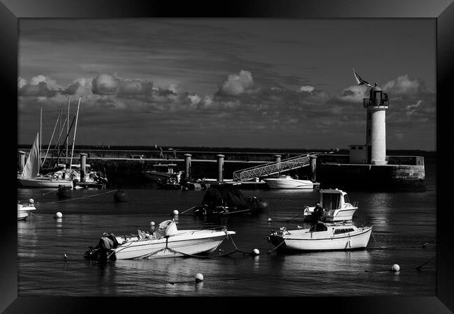 View on Phare de la Flotte in black and white Framed Print by youri Mahieu