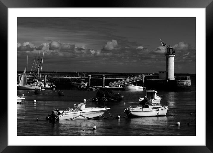 View on Phare de la Flotte in black and white Framed Mounted Print by youri Mahieu