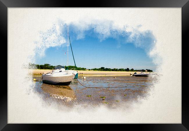 Watercolor of boats laying on the beach Framed Print by youri Mahieu