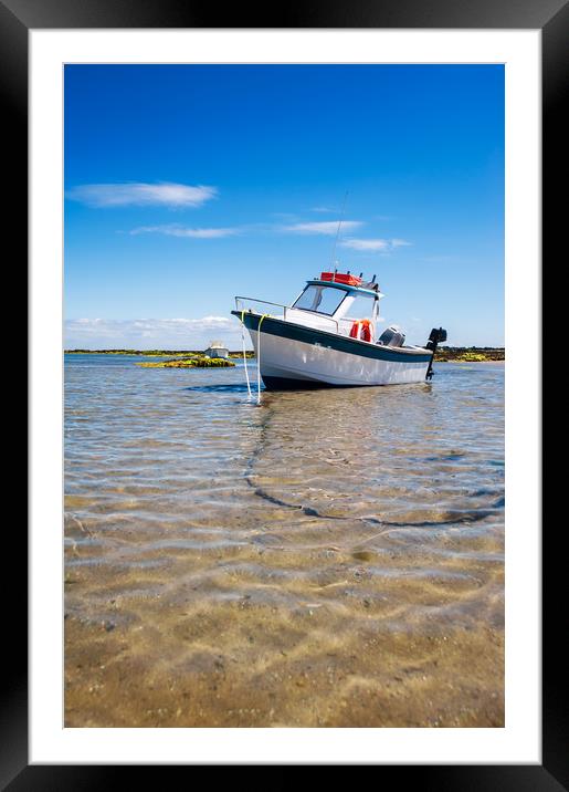 White boat on sand Framed Mounted Print by youri Mahieu