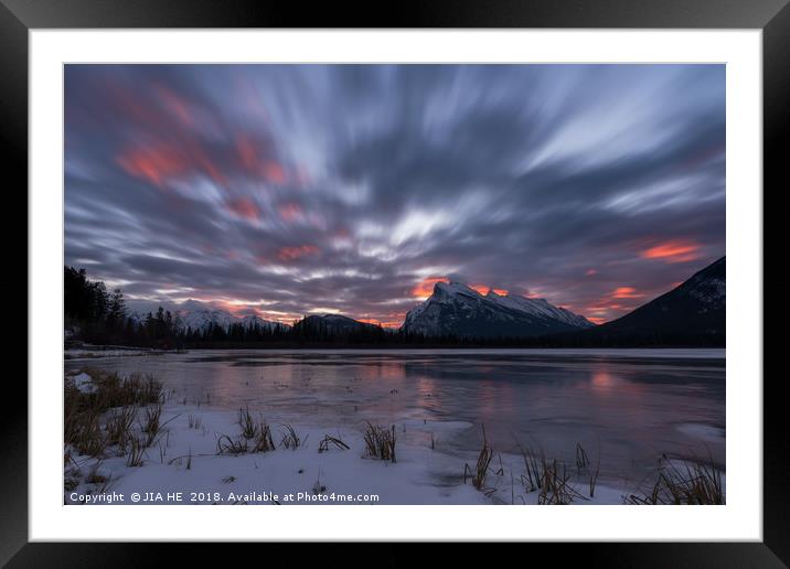 Banff National Park landscape - Vermilion Lakes Framed Mounted Print by JIA HE