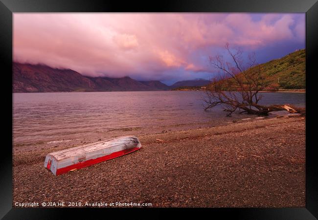 glenorchy morning  Framed Print by JIA HE